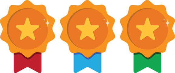 medal award icon, Badge with ribbon icons - certified prize icon symbol in for apps and website.eps10