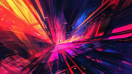 Futuristic Technology Abstract Sketches: Sleek Lines and Neon Colors for Innovative Concepts