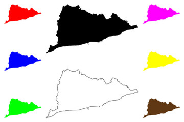 Hastings Town and borough (United Kingdom of Great Britain and Northern Ireland, ceremonial county East Sussex, England) map vector illustration, scribble sketch map