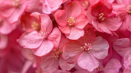 Close up macro photograph of vibrant pink spring flowers