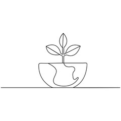 
Ecology  single line art, continuous one line drawing of  Isolated outline vector art
