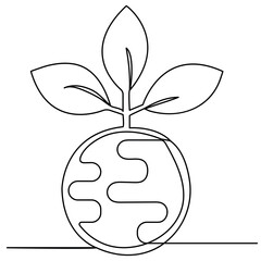 
Ecology  single line art, continuous one line drawing of  Isolated outline vector art
