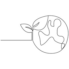 
Ecology  single line art, continuous one line drawing of  Isolated outline vector art
