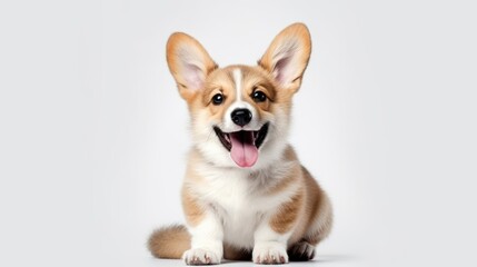 Portrait adorable canine companion dog on white background