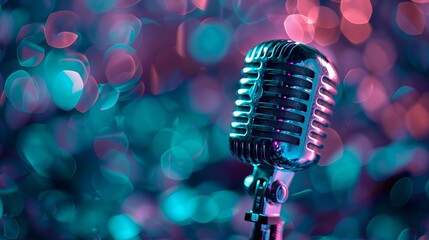 A microphone with a blurred background.