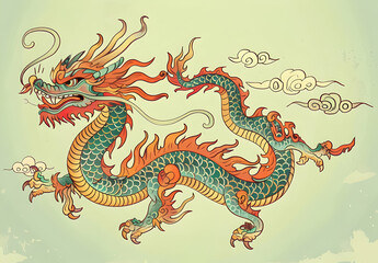 Fototapeta premium A traditional Chinese dragon ornament, a powerful mythical creature in East Asian art and culture