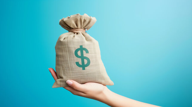 Holding bag of money hotsell