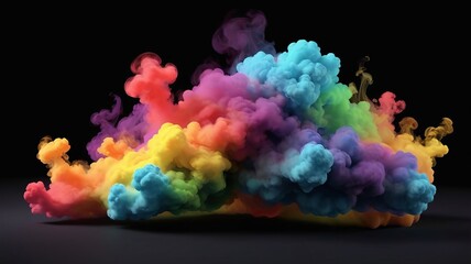 Fototapeta premium Rainbow smoke clouds on black background