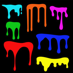 Flowing paint. Multicolored paint runs off. The best palette. Color mixing.