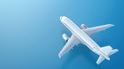 Fototapeta premium White aircraft on blue backdrop with room for text Airline industry promotion design