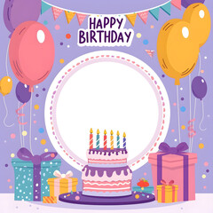Happy Birthday frame with empty space. Birthday greeting card.