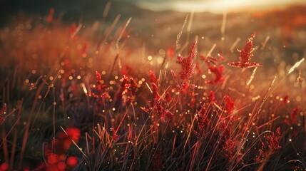 seed for red grass in a countryside setting