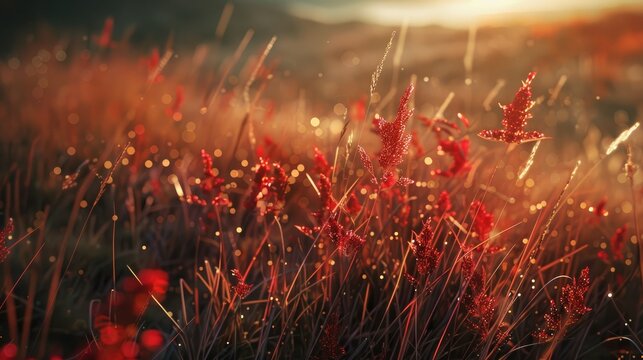 seed for red grass in a countryside setting