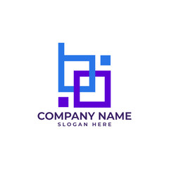 BO initial lettermark with the geometric  letter B connected to the letter O represent connection and pixel technology