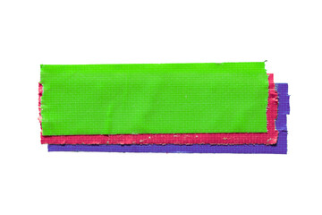 Layered neon green, pink and purple cloth tapes