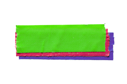 Layered neon green, pink and purple cloth tapes