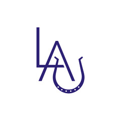 LAU initial lettermark with the letter U is in the horse hoof shoes in modern and minimalist style