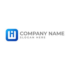 Modern WHI initial lettermark in square shape with modern and minimalist style
