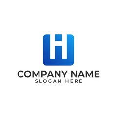 Modern WHI initial lettermark in square shape with the letter H in negative space and executed in modern and minimalist style