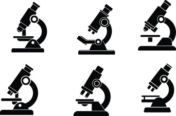 Set of microscope silhouette vector illustration design