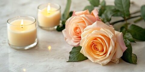 A romantic date arrangement with roses, candlelight, and a floral bouquet in a celebratory setting.