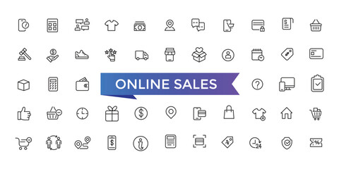 Online Sales Icons set with editable stroke collection for web and ui. Line icons pack. Vector illustration.