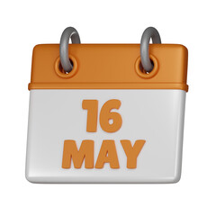 16 May Calendar 3d icon