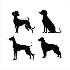 Dog animals silhouette set vector template