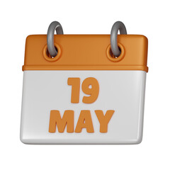 19 May Calendar 3d icon