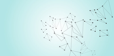 Grey graphic background dots with connections technologies and sharing data as abstract concept.