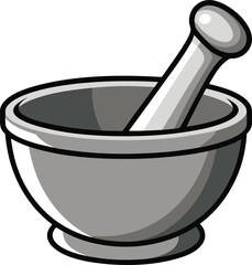 kitchen metal mortar and pestle illustration.