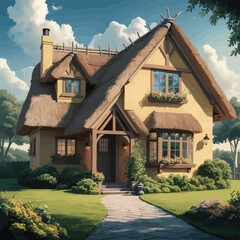 Realistic vector house Family cozy house.