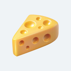 Cheese slice, triangular piece with holes. Dairy product. Realistic 3d vector isolated on white background
