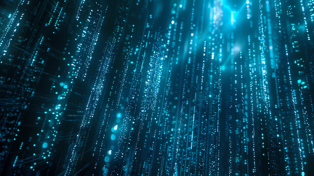 Blue digital matrix, binary code