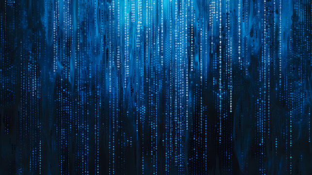 Blue digital matrix, binary code
