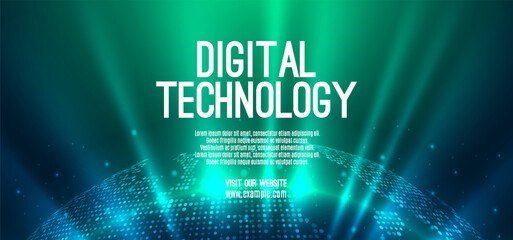 Digital technology speed connect blue green background, cyber nano information, abstract communication, innovation future tech data, internet network connection, Ai big data, line dot illustration 3d