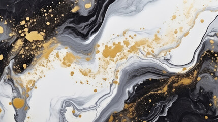 Luxury white black gold Marble texture background. Panoramic Marbling texture design for Banner, invitation, wallpaper, headers, website, print ads, packaging design template., generative ai