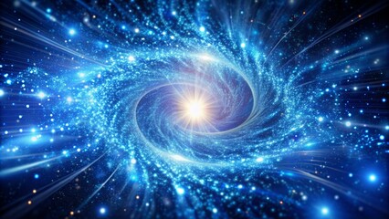 Obraz premium Mesmerizing abstract animation of radiant blue particles swirling upward in a celestial vortex of light and energy.