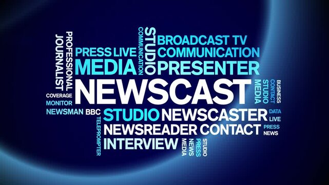 Newscast animated word cloud;text design animation tag kinetic typography seamless loop.