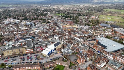 Sevenoaks town Kent UK high street drone,aerial .