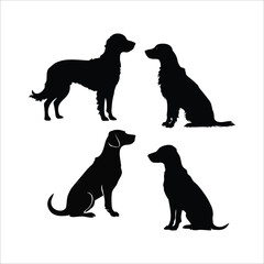 Dog animals silhouette set vector template