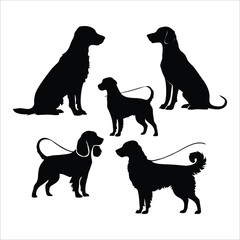 Dog animals silhouette set vector template