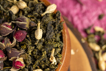 natural Dried green tea with jasmine and rose