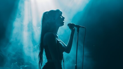 Obraz premium shot of a female singer performing on stage