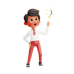 3D Illustration Boy Student Thinking Ideas