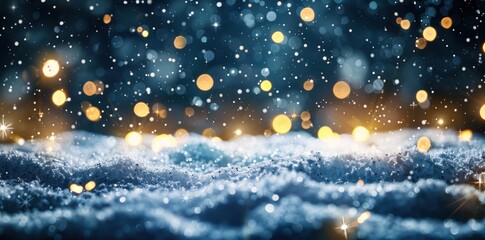 Obraz premium abstract background with snow and golden lights.