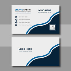 Clean Corporate Business Card Layout with blue color. Modern unique creative business card. Business card for business and personal use. Vector illustration design, Print ready,