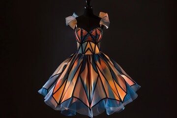 A playful, kinetic dress with a design inspired by the movement of a kaleidoscope