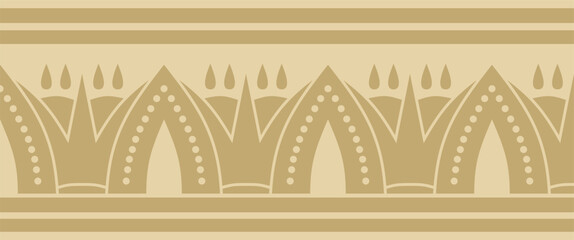 Vector seamless golden Egyptian ornament. Endless border, ancient Egypt frame