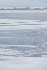 Obraz premium an ice-covered river in winter